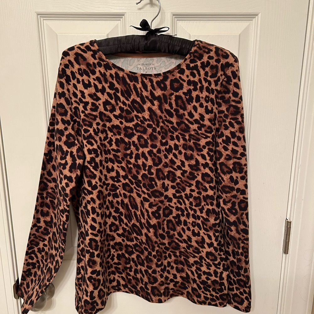 Talbots Animal Print Long Sleeve Top NWOT